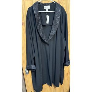 Anna Maxwell Women's Black Long Jacket‎ Beaded Trim Size 34W NWT